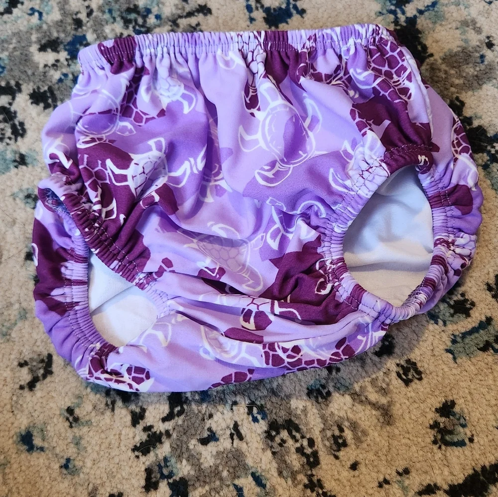 Purple Turtle Print Kids Swim Diaper